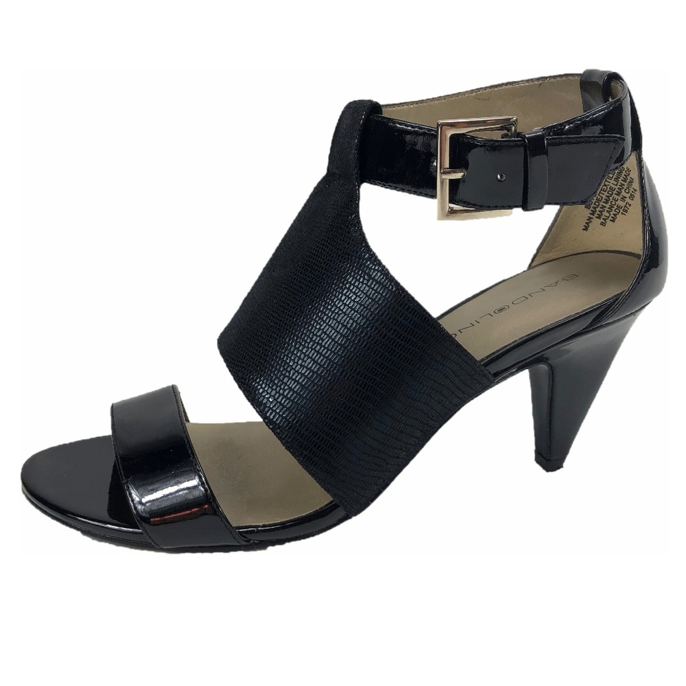 BANDOLINO black ankle strap sandal heels - SZ 6.5
